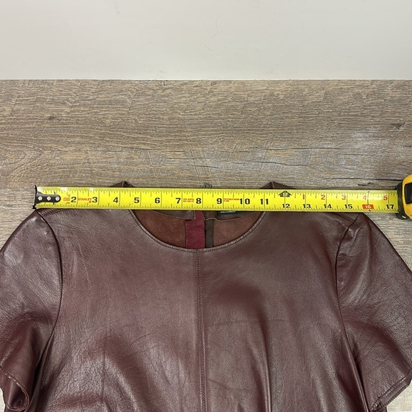 Zara Woman 100% Sheepskin Leather Dress (Deep Burgundy/Merlot) - Picture 9 of 12